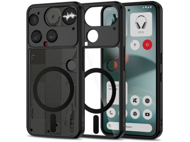 Funda MagSafe Tech-Protect MagMat para Nothing Phone 3 - Negra y transparente