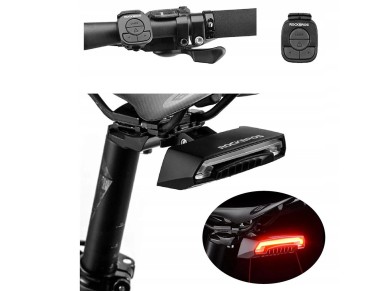 Luz traseira para bicicleta Rockbros LKWD-R1 com laser e controle remoto + cabo micro USB - USB-A - 