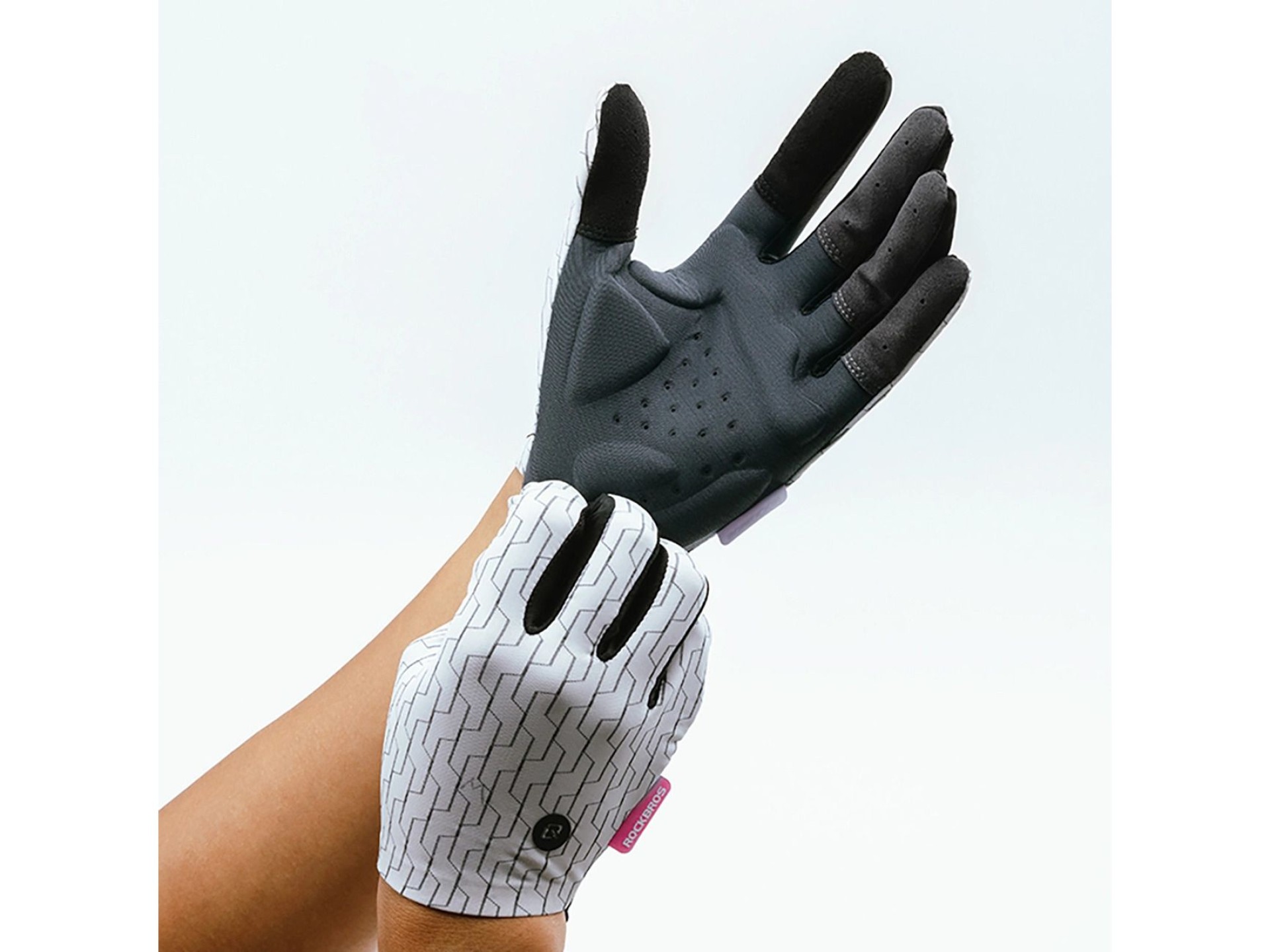 Luvas esportivas Rockbros primavera-verão tamanho L - branco e preto