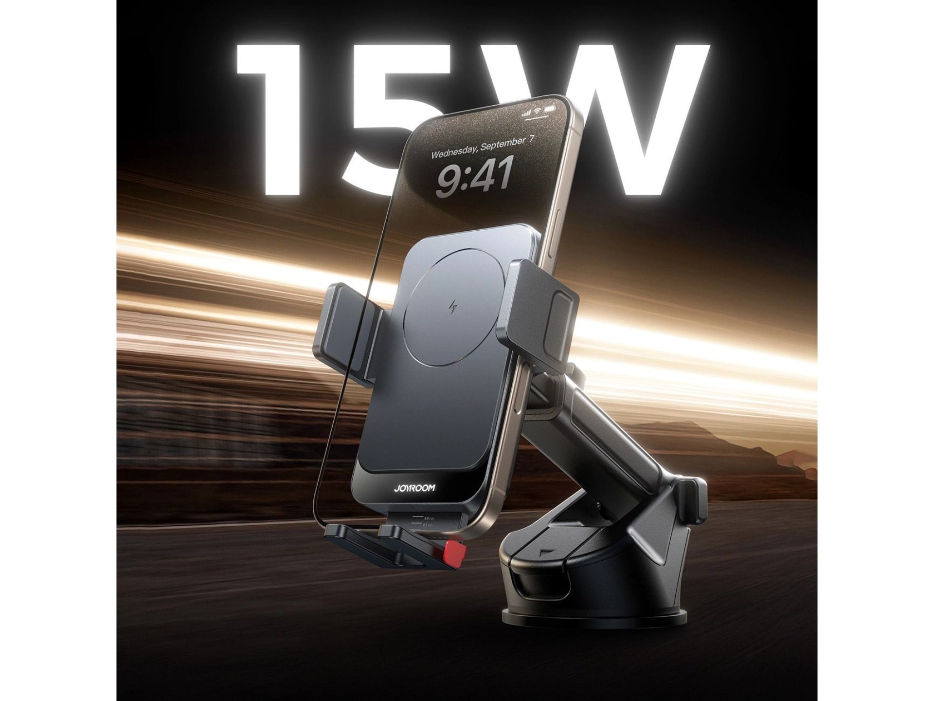 Joyroom JR-ZS241S car mount with inductive charger for dashboard - black