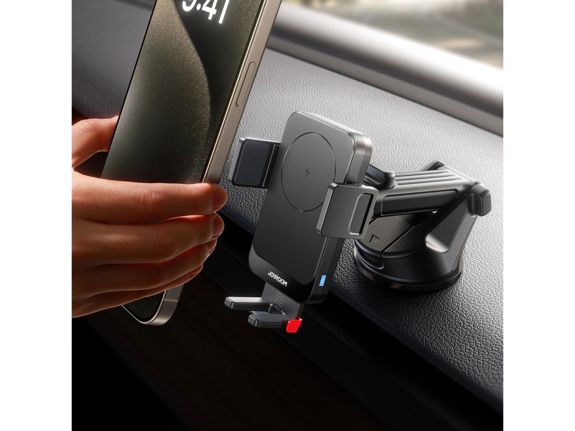 Joyroom JR-ZS241S car mount with inductive charger for dashboard - black