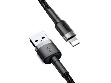 Cable Baseus Cafule USB-A/Lightning 2.4A QC 3.0 de 0,5 m - negro-gris