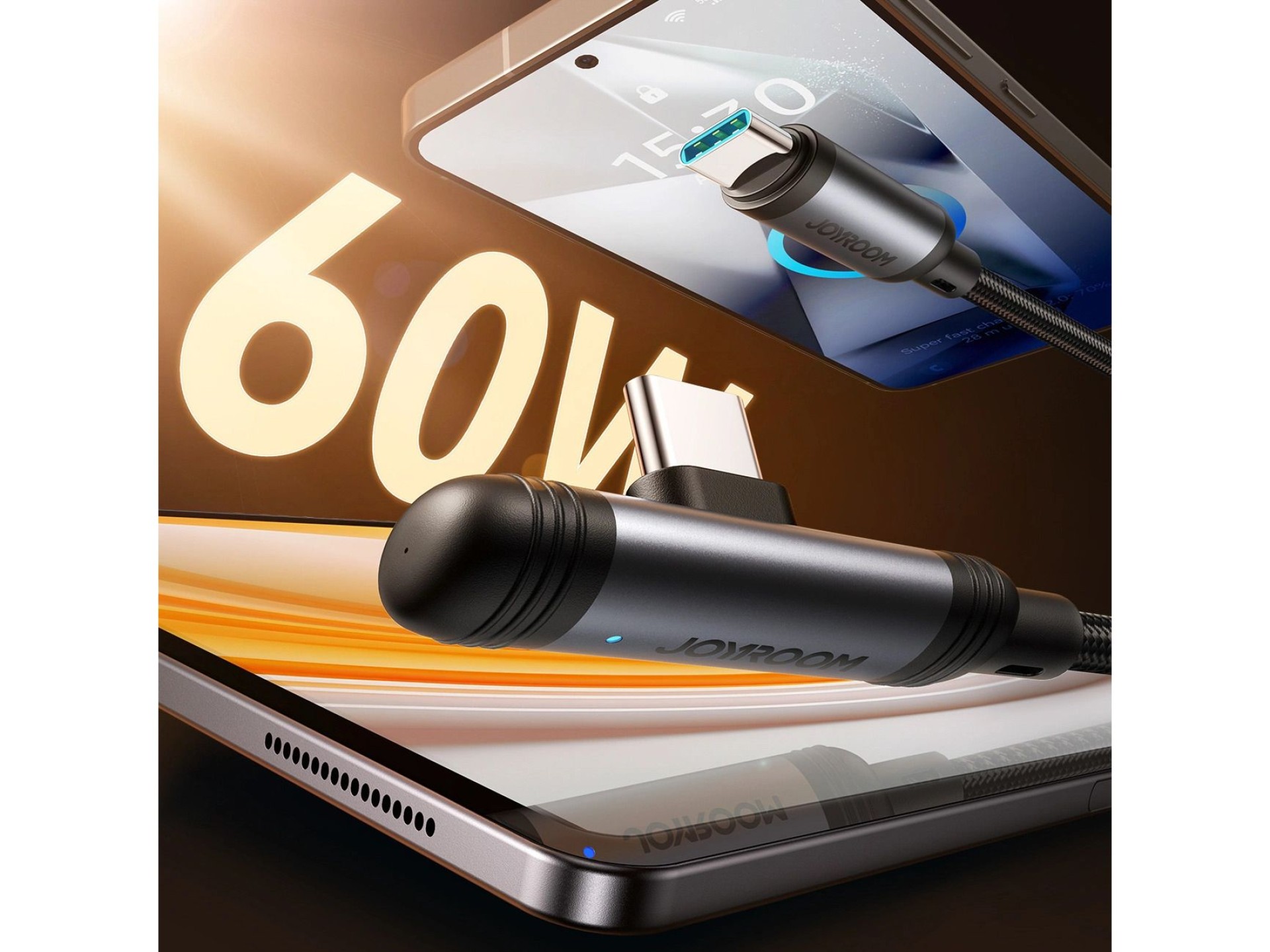 Cable USB-C Joyroom S-A56 EnjoyX Series 90° - USB-C 60 W 1,2 m - negro