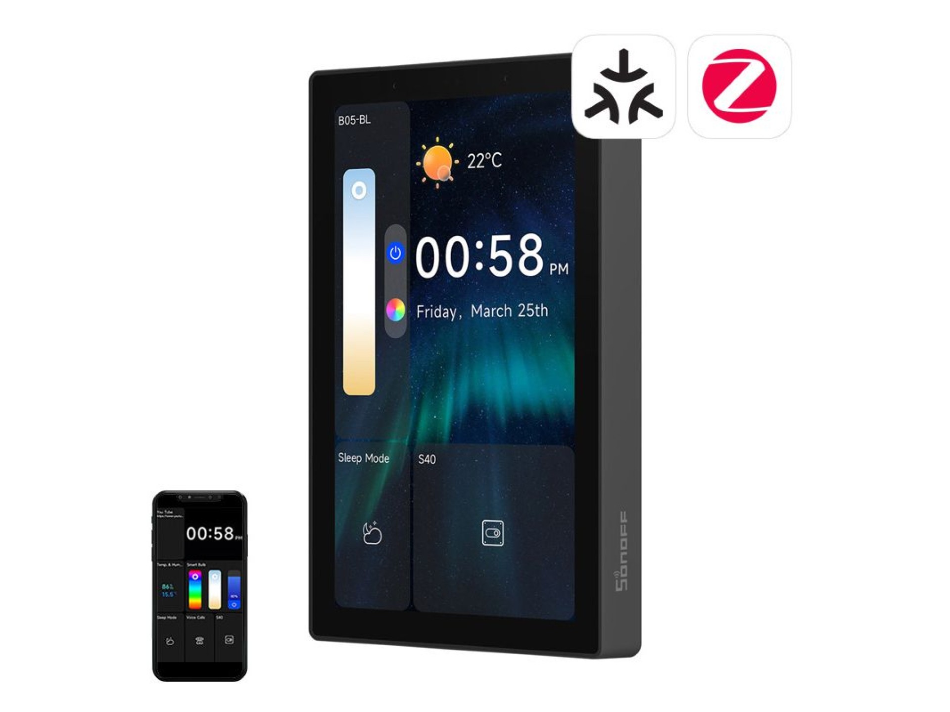 Painel de controle inteligente SONOFF NSPanel Pro 120 Matter WiFi/Bluetooth/ZigBee (preto)