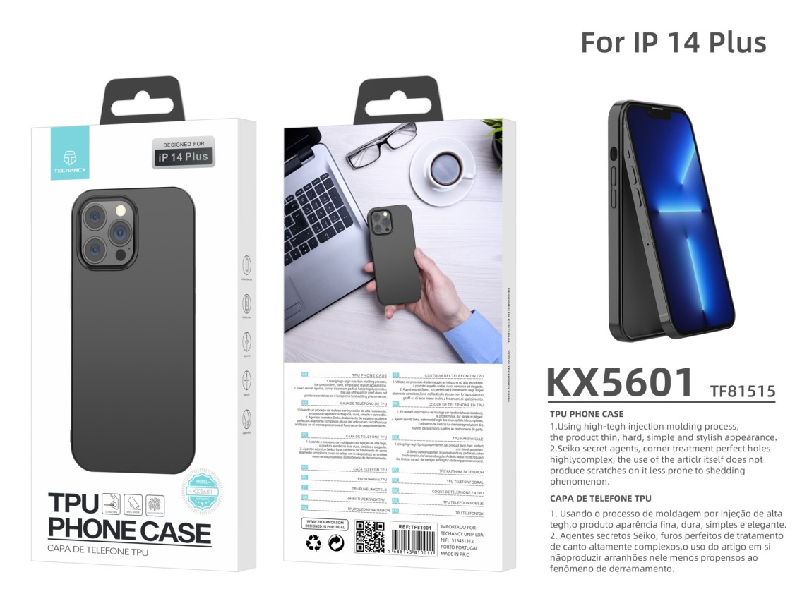 Nueva funda de TPU negra para teléfono Techancy KX5601 con protección para la lente de la cámara, co