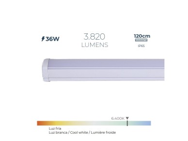 Fita led electrnica 36 w 6.400 k luz fria 3.820 lm 120 x 4,6 x 5,1 cm