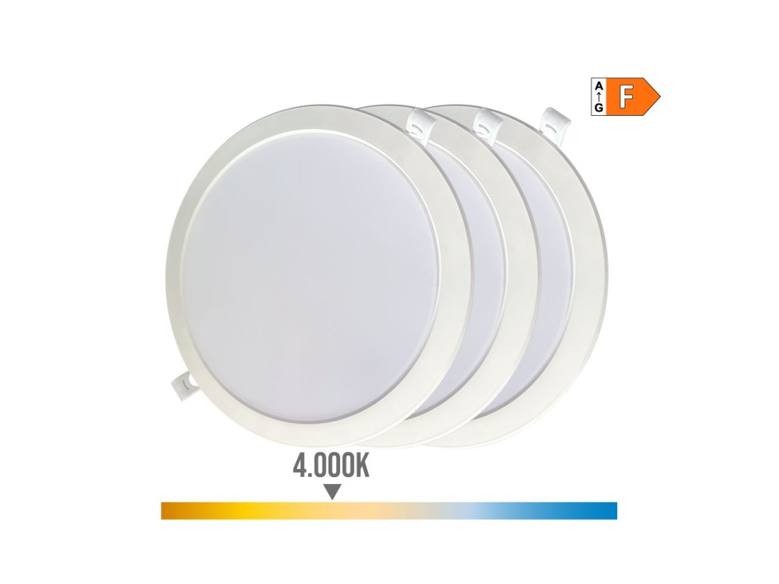 Pack 3 downlights led 18w, daylight 4000k