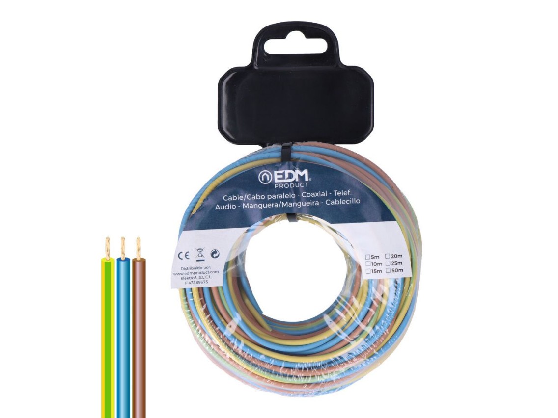 Rolo de cabo trançado h07z1-k 3 g 2,50 mm² 3 cores, 20 m