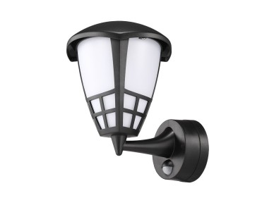 Aplique led con sensor crepuscular y movimiento 15 w 1200 lm 4000 k luz da, negro, 21,6 x 16 x 24,7