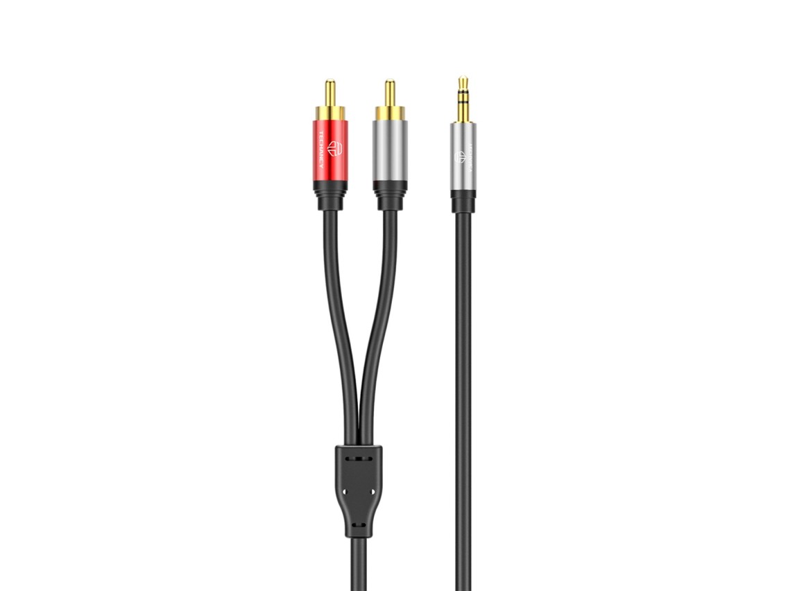 Cabo de udio Techancy de 3,5 mm para 2 RCA, 1,8 m, TL7266, preto