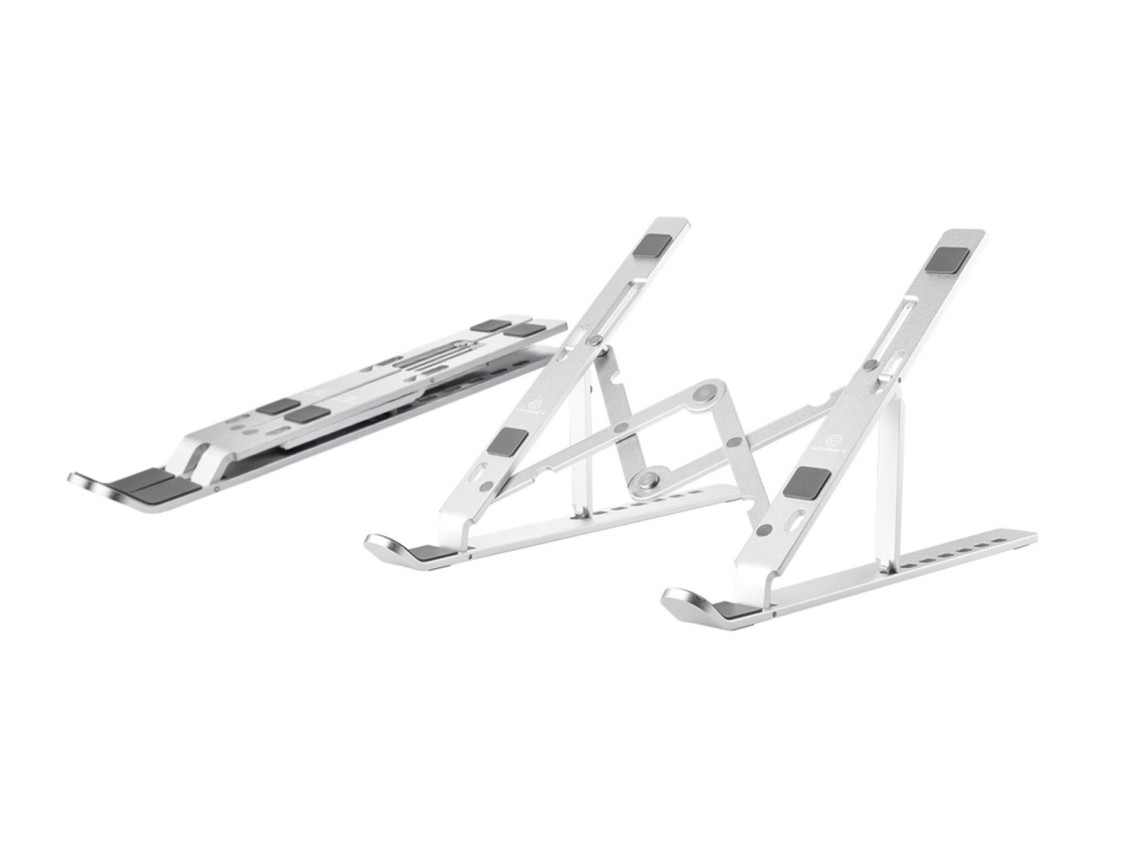 Techancy Metal Notebook Cooling Stand, CNC Machined, TI2235, 7-Position Adjustable Angle, Silver
