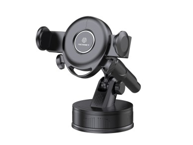 Techancy TI2275 Adhesive Car Phone Holder, One-Touch Switch, Black