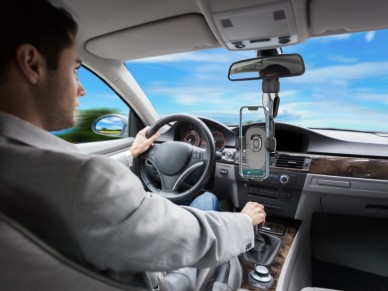 Techancy TI2279 Phone Holder, One-Touch Switch, Mounts on Car Rearview Mirror, Black