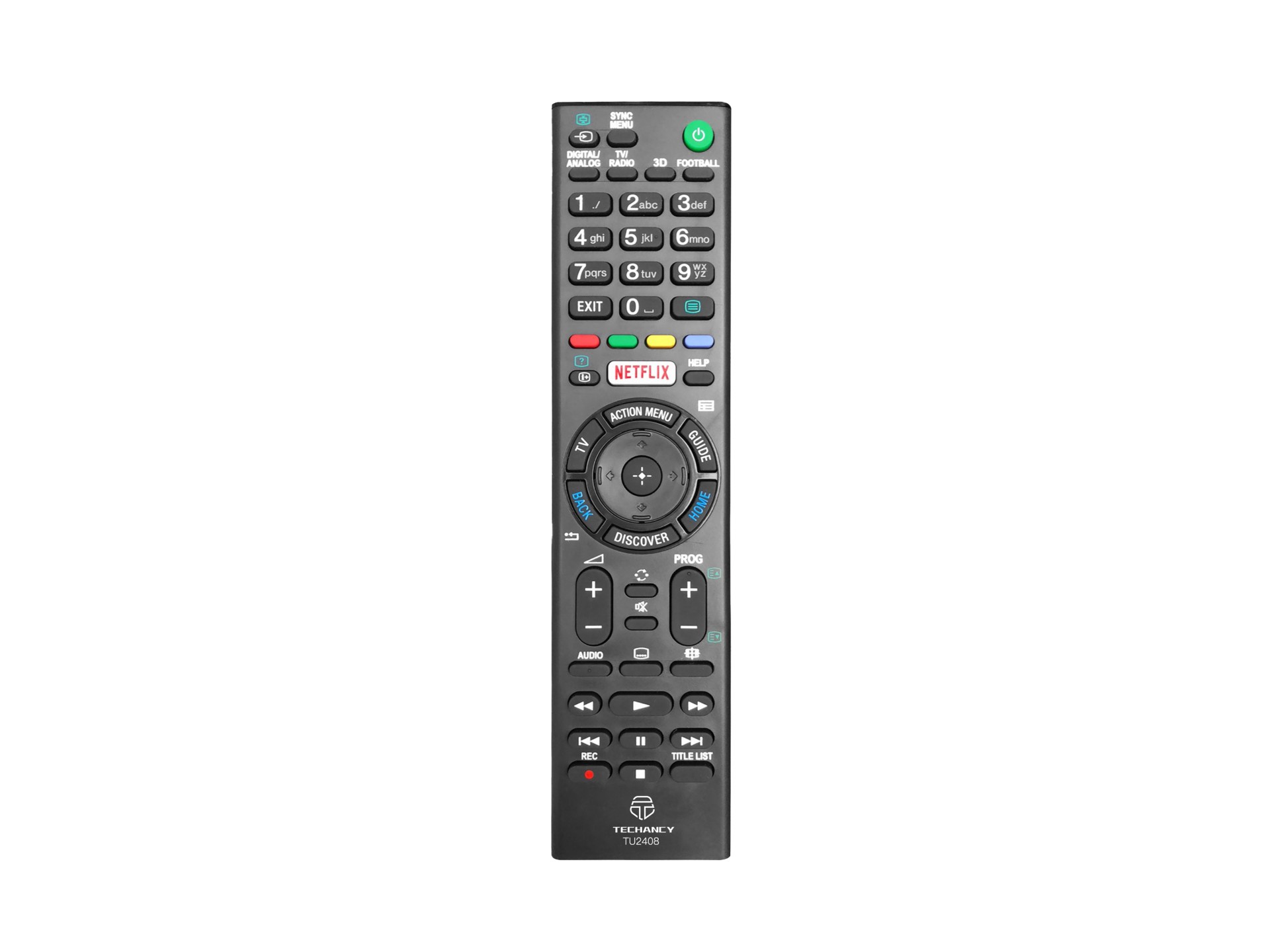 Techancy TV Wireless Remote Control, TU2408, No Setup Required Remote Control for Sony TVs, Black