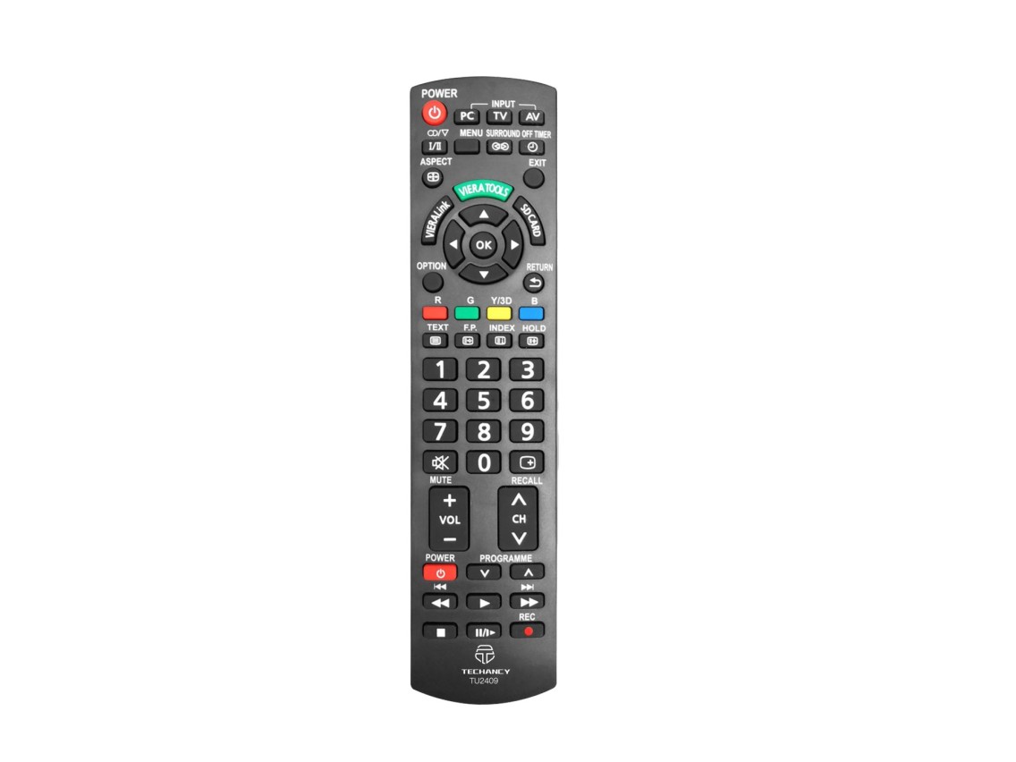 Techancy TV Wireless Remote Control, TU2409, No Setup Required Remote Control for Panasonic TVs, Bla