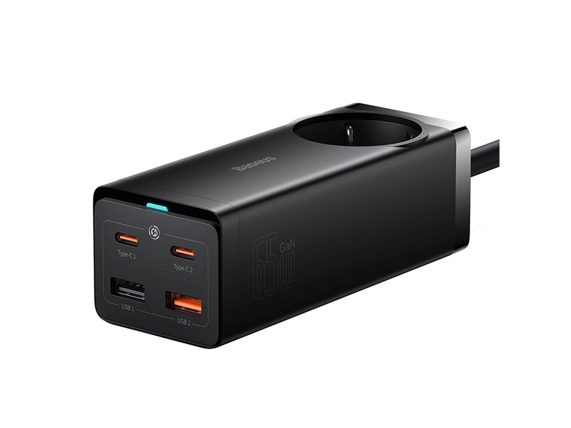 Estación de carga Baseus GaN3 Pro 65 W UE + 2 USB-C + 2 USB-A con cable Baseus Xiaobai USB-C 100 W d