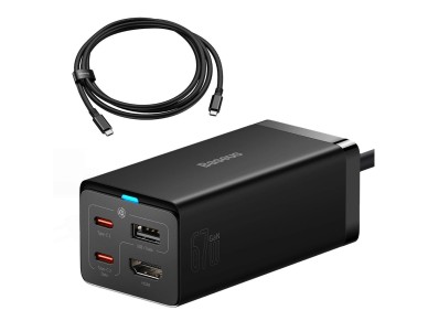 Cargador rpido Baseus GaN5 Pro HUB HDMI 2 x USB-C / USB-A / HDMI 4K 30 Hz 1,5 m negro + cable USB-C