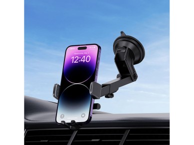 Suporte de carro com braadeira Baseus UltraControl Pro com ventosa/gancho para sada de ar - Preto