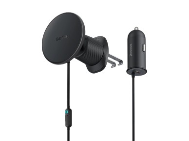 Cargador de coche inductivo MagSafe USB C de 15 W y 25 W Baseus CW01 (negro)