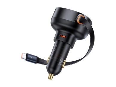 Cargador de coche Baseus Enjoyment Pro USB-C (hembra) / USB-C (macho) de 60 W, negro