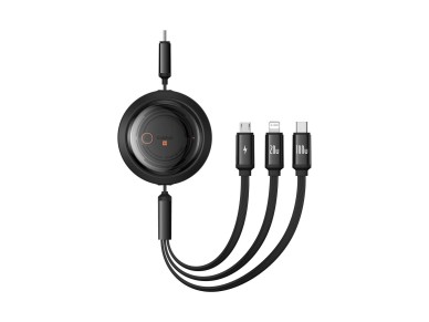 Baseus Free2Draw CB000084 retractable USB-C - Lightning / USB-C / micro USB cable 100W 1.1m - black