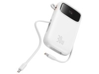 Baseus QPow 2 30W 10000mAh Power Bank with Built-in USB-C Cables - White Baseus QPow 2 30W 10000mAh Power Bank with Built-in USB-C Cables - White