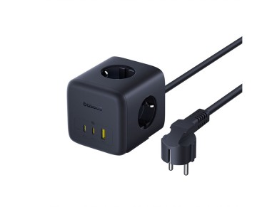 Regleta Baseus EnerFill FA11 de 67 W, con conector USB-A y USB-C, 3 enchufes UE de 1,5 m, color negr