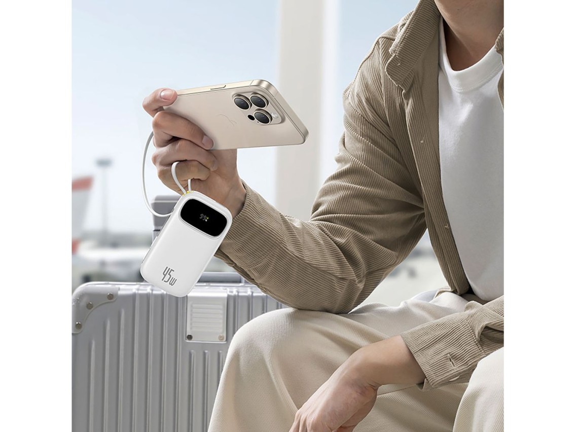 Powerbank Baseus EnerFill FC31 de 20000 mAh y 45 W con pantalla digital y 2 cables integrados (USB-