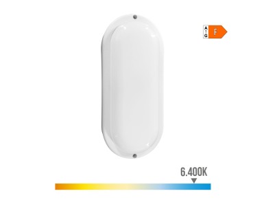 Aplique led oval con sensor crepuscular y de movimiento 18 w 1820 lm 6.400 k 23 x 10,2 x 4,5 cm