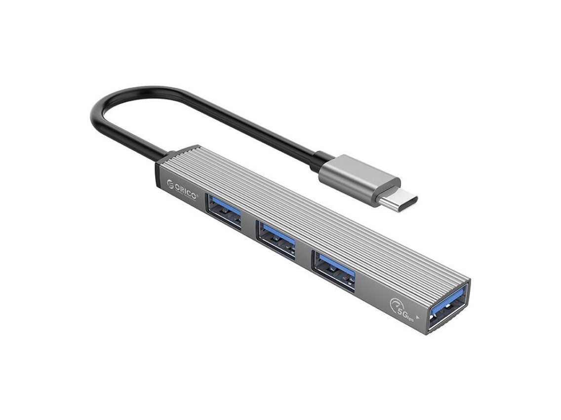 Adaptador Orico USB-C para USB 3.0 + 3 hubs USB 2.0 (cinza)