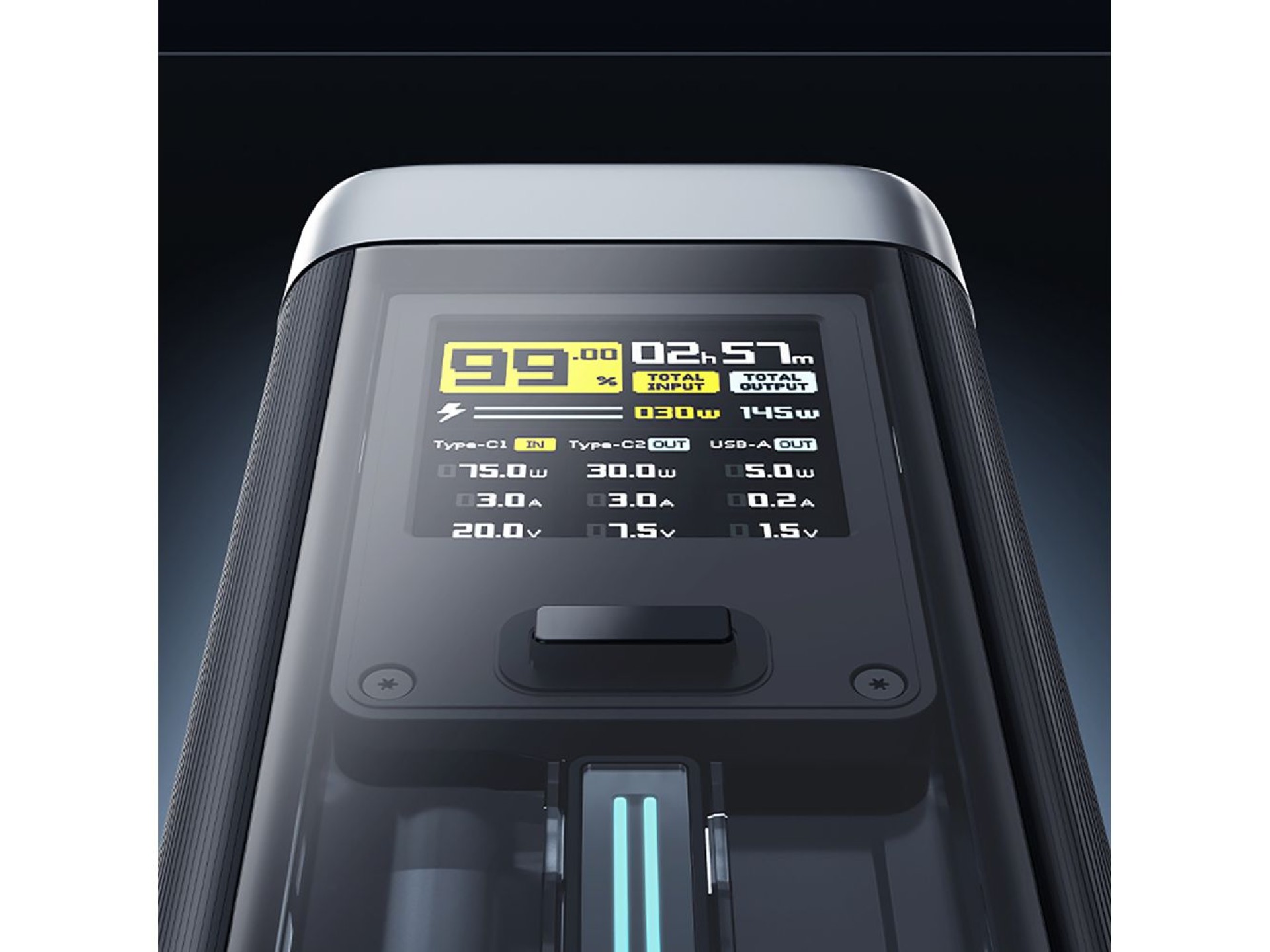 Batería externa Cuktech CUK00P23GLBK 210 W 25000 mAh (2 USB-C, 1 USB-A) - Negro