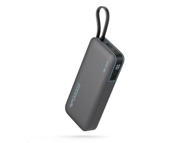 Cuktech CUKP200NGLDG 55W 20000mAh Powerbank with Built-in USB-C Cable - Gray