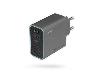 Carregador de parede Cuktech CUKAD653EUGR 65W GaN 2 x USB-C 1 x USB-A - Cinza