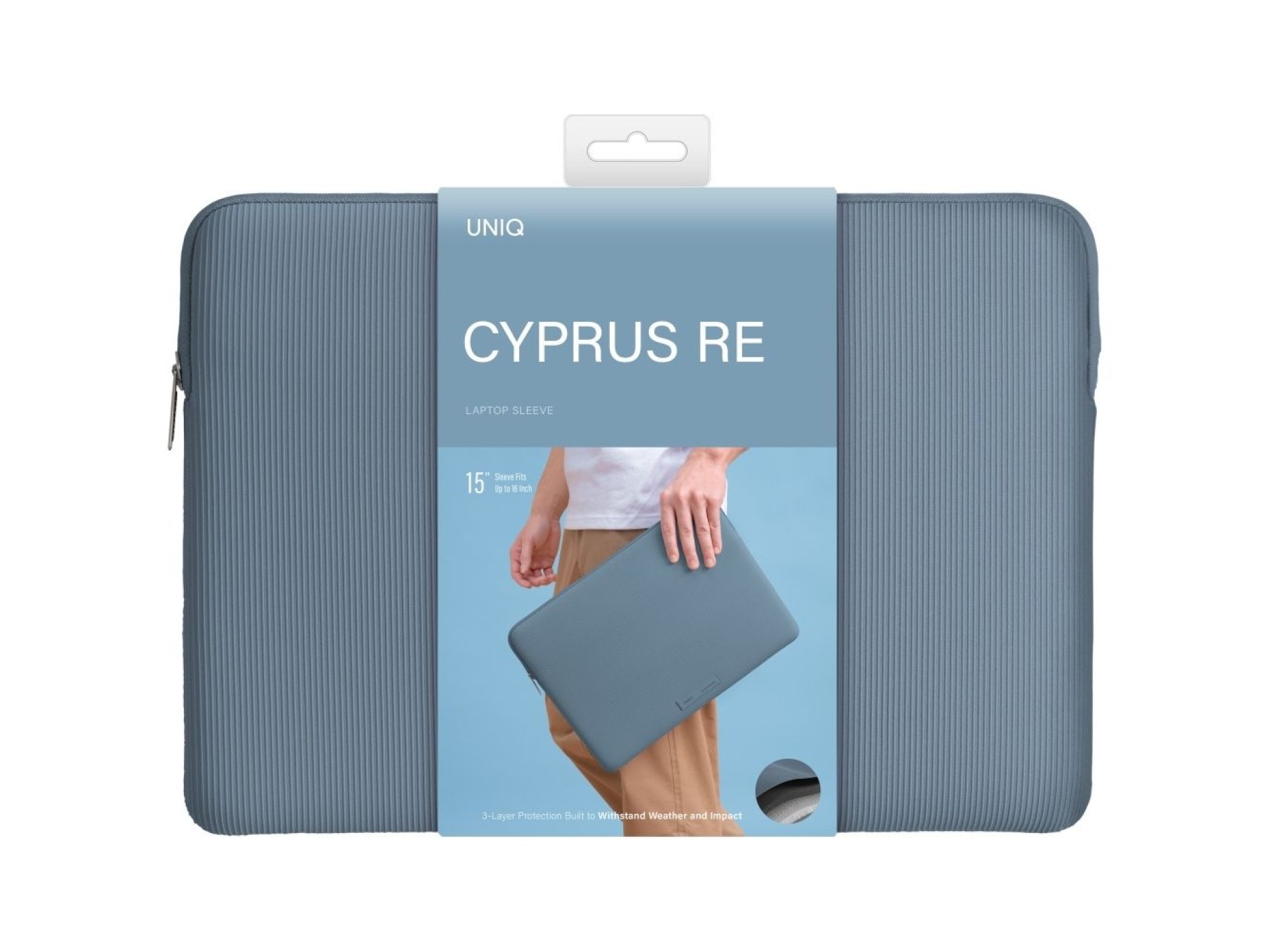 Uniq Cyprus Ridge Edition Laptop Sleeve bag for a 16" water-resistant neoprene laptop - blue