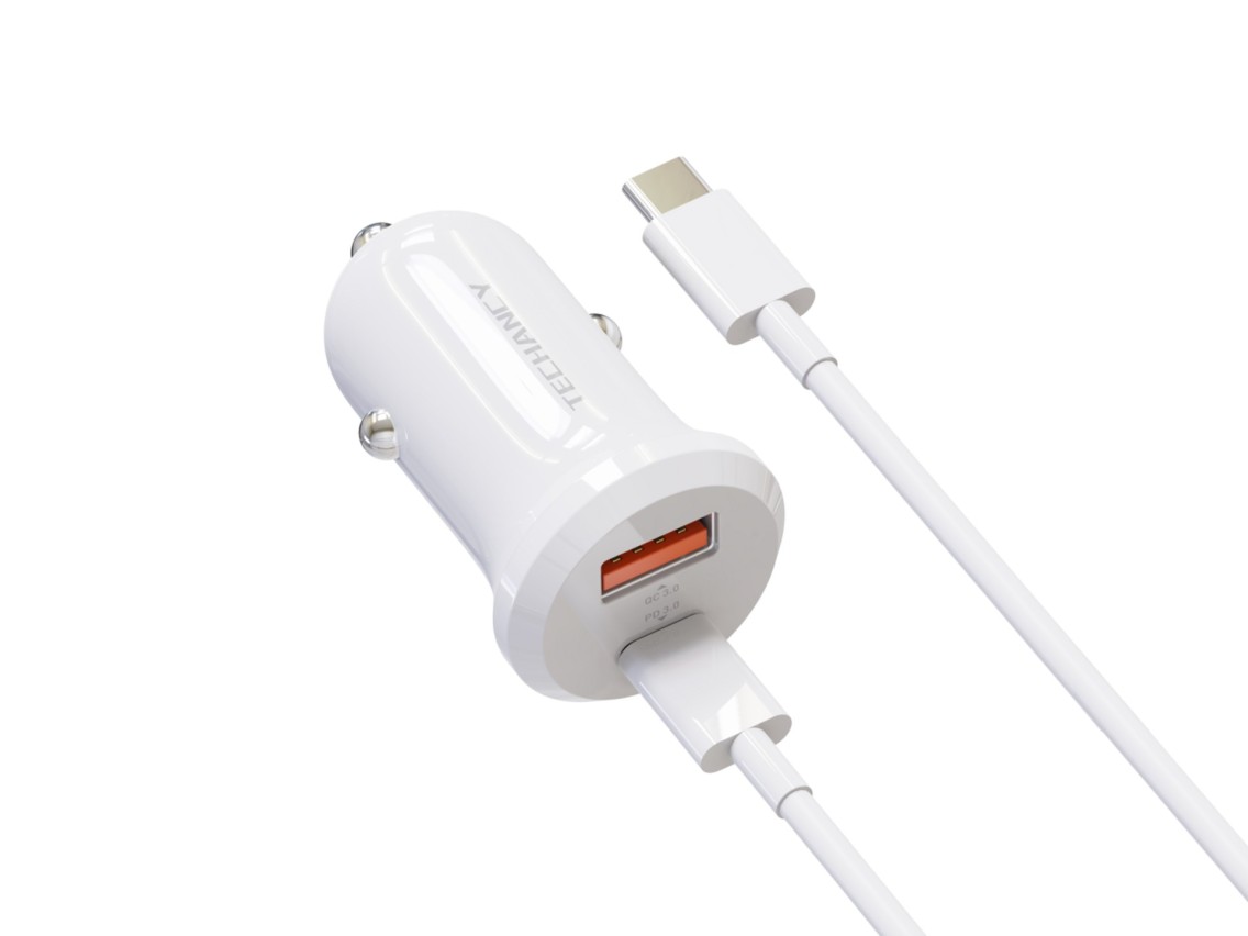 Techancy 30W Charger TC6428, USB-C Cable, Fast Charge, Multiple Protection, Compatible with Vehicles