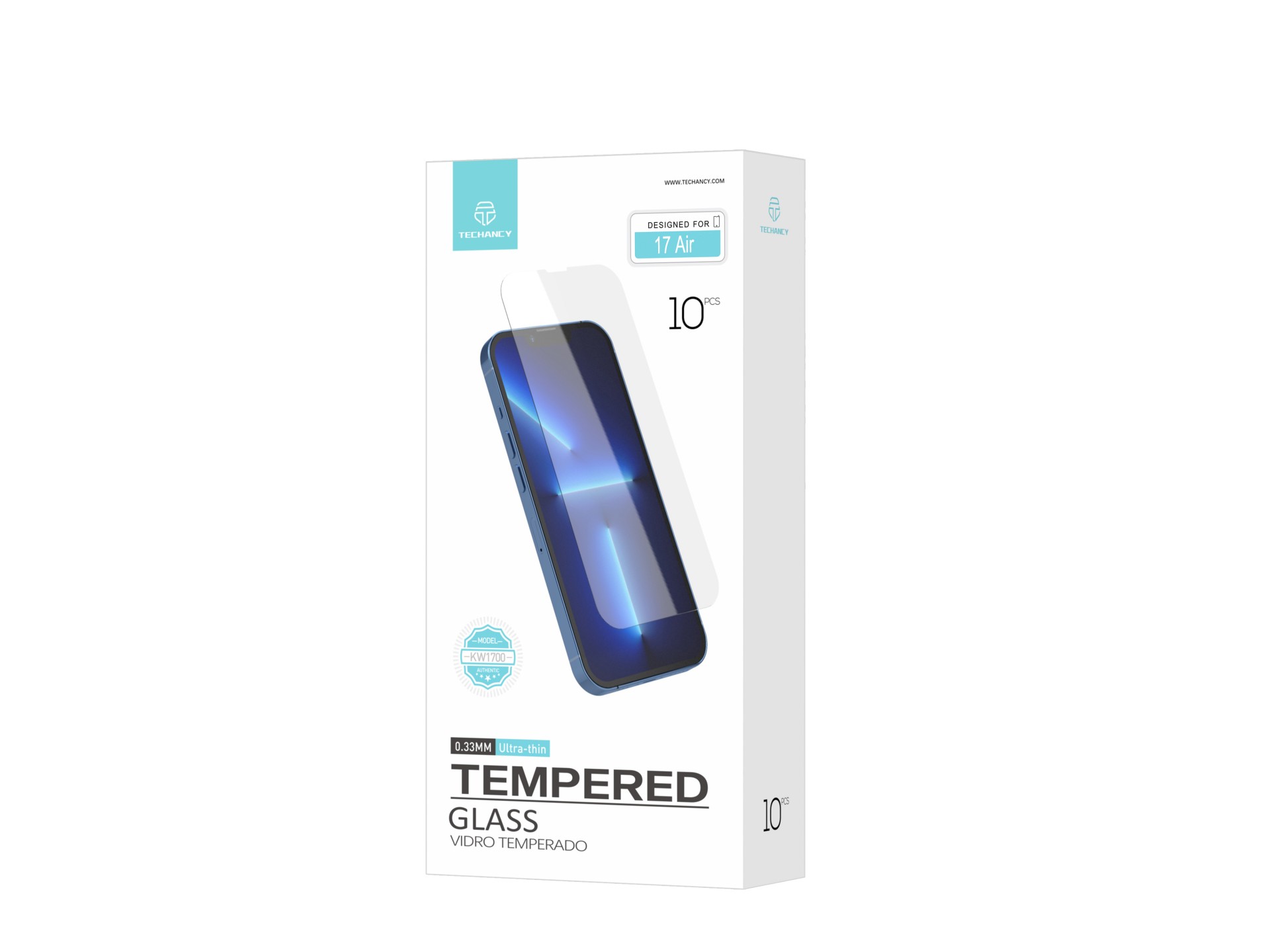 Protector de pantalla de vidrio templado Techancy para iPhone 17 Air KW1700, 0,33 mm, ultrafino, ant