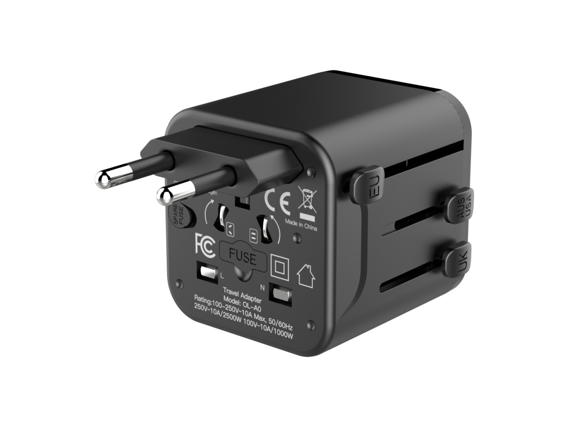 Techancy Universal Travel Adapter MB2502 Converter Worldwide Socket 2500W 10A Compatibility UK EU US