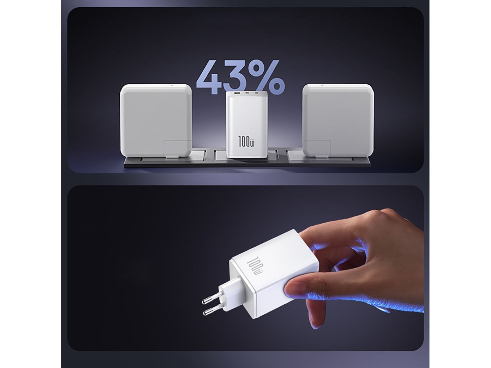 Baseus EnerFill FE11 2 x USB-C / USB-A 100W Wall Charger - White