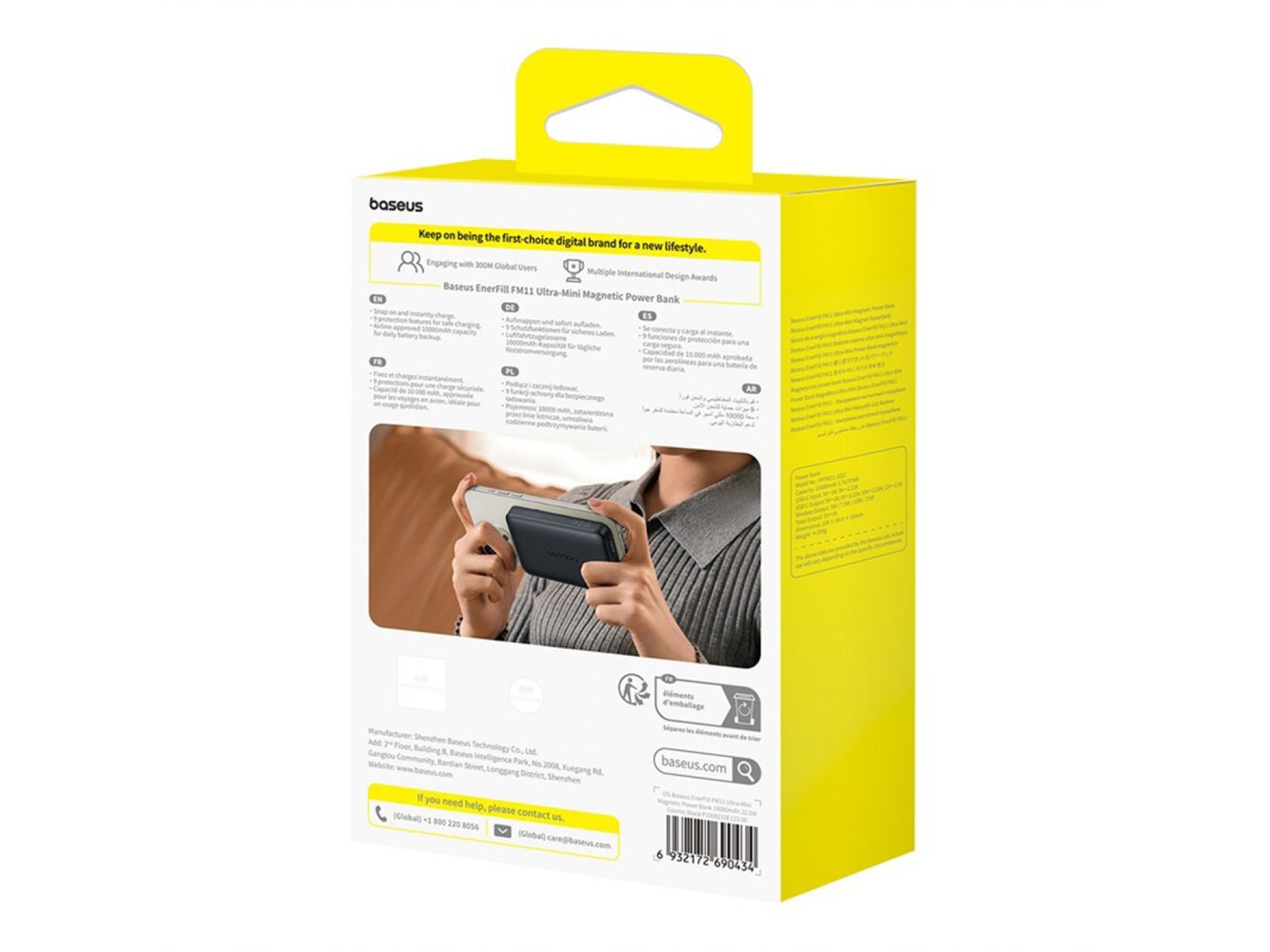 Batería externa Baseus EnerFill FM11 Ultra-Mini de 10000 mAh y 22,5 W compatible con MagSafe con cab