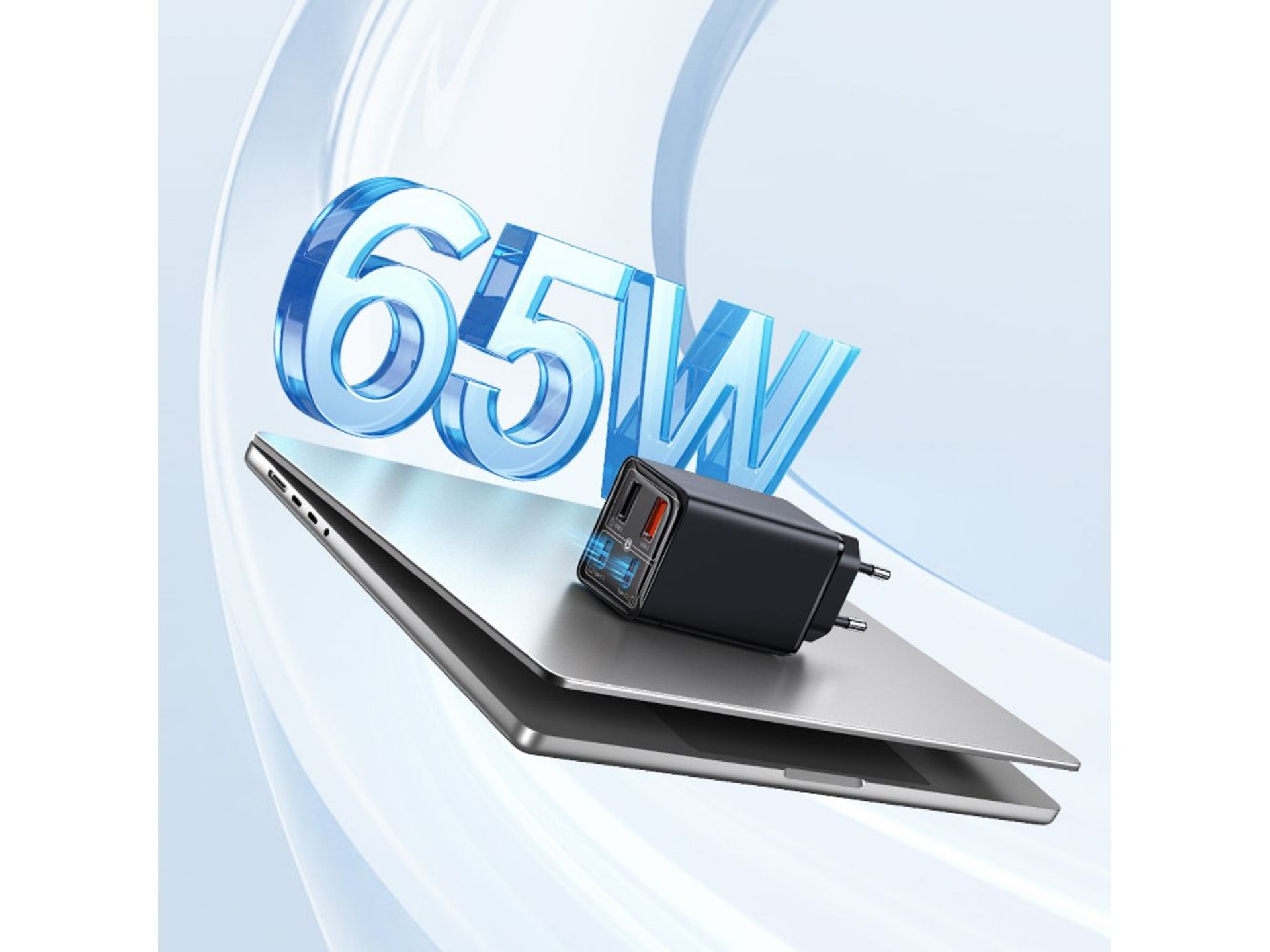 Baseus GaN6 Pro Charger 65W 2 x USB-C 2 x USB-A with Black USB-C Cable 100W 1m - Black