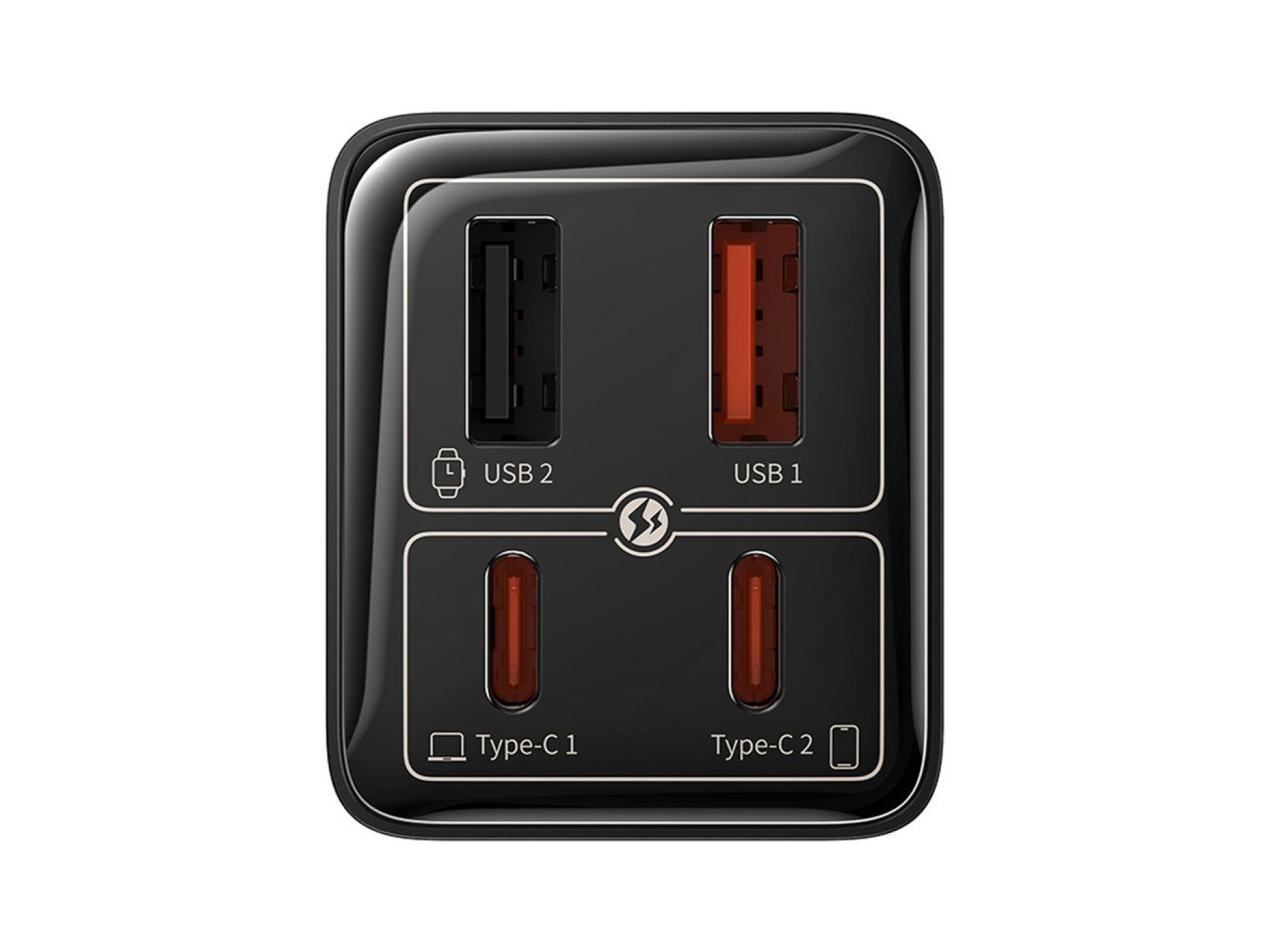 Baseus GaN6 Pro Charger 65W 2 x USB-C 2 x USB-A with Black USB-C Cable 100W 1m - Black