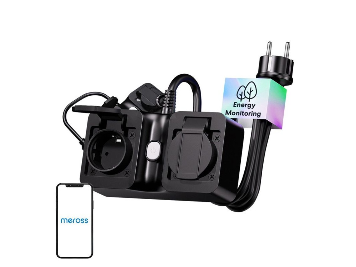 Regleta inteligente WiFi Meross MOP320MA-EU, para exteriores, IP44 (Matter)