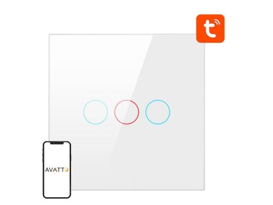 Interruptor de luz inteligente ZigBee Avatto ZTS02-EU-W3 de 3 vías TUYA (blanco) Interruptor de luz inteligente ZigBee Avatto ZTS02-EU-W3 de 3 vías TUYA (blanco)