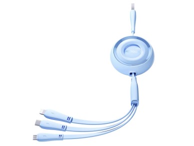 Joyroom Colorful Series S-A40 Cable Retractable 3in1 USB-A - USB-C / Lightning / Micro USB 1m - Blue