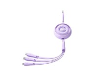 Joyroom Colorful Series S-A40 Cable Retractable 3in1 USB-A - USB-C / Lightning / Micro USB 1m - Purp