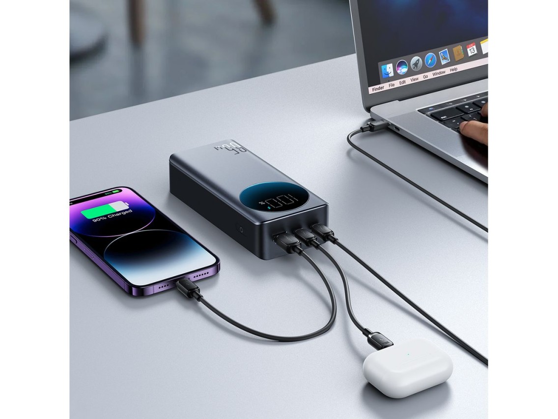 Batera externa Joyroom de 30000 mAh y 65 W con pantalla digital (JR-PBF05) - negra