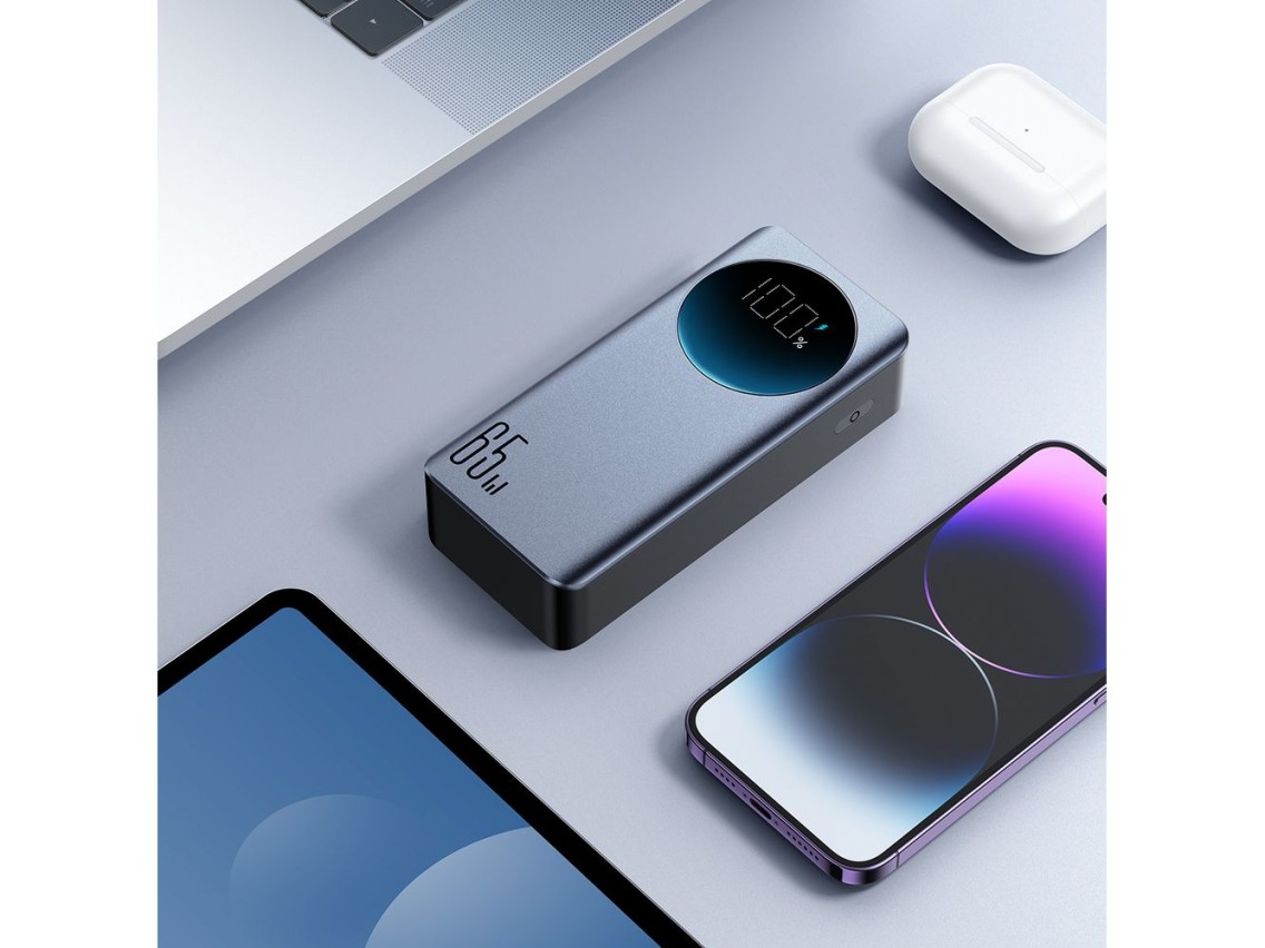 Batera externa Joyroom de 30000 mAh y 65 W con pantalla digital (JR-PBF05) - negra