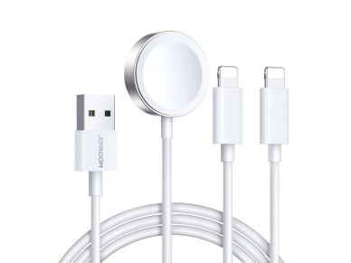 Joyroom S-IW007 Cable 3 en 1 USB-A con cargador magntico y Lightning de 1,2 m - blanco