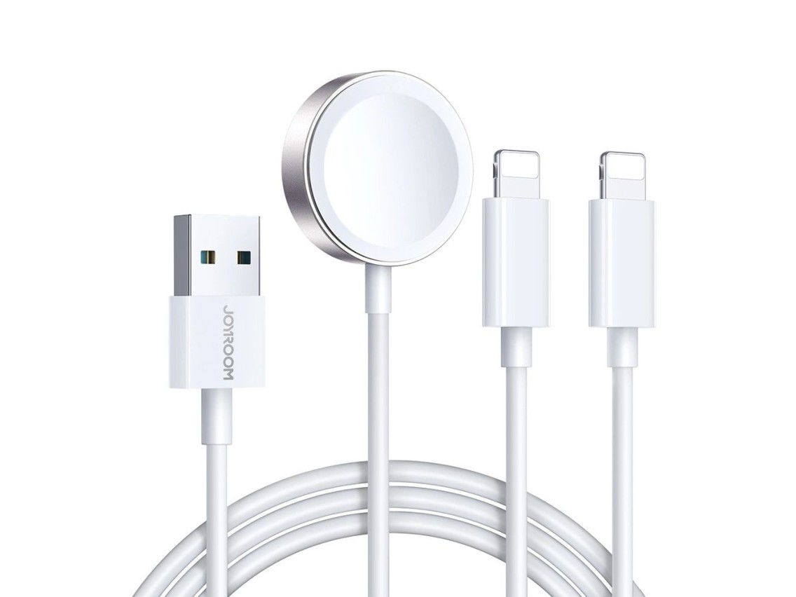 Joyroom S-IW007 Cable 3 en 1 USB-A con cargador magntico y Lightning de 1,2 m - blanco