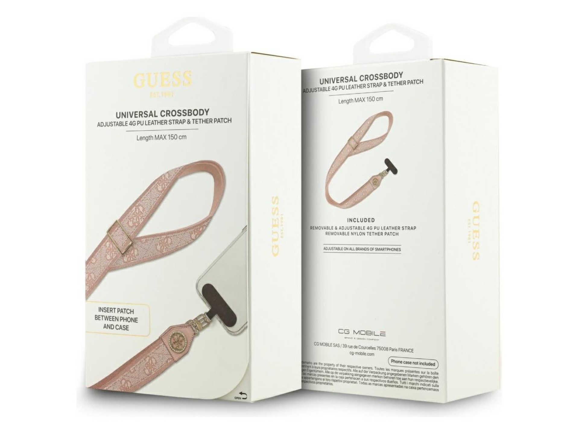 Guess Universal CBDY 4G Tether Patch Strass Metal Logo Phone Lanyard - Pink